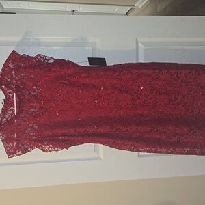 Alexa B Woman Red Lace Dress